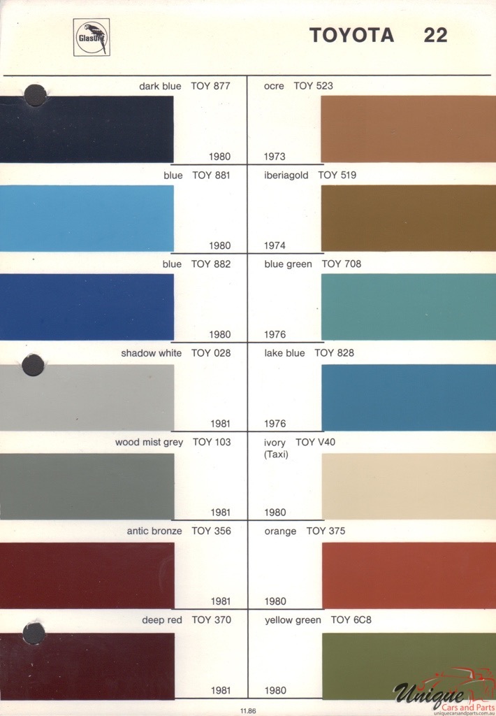 1973 Toyota Paint Charts Glasurit 2